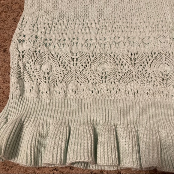 Mint green knit skirt mermaid ruffle hem LC Lauren Conrad lined midi pencil - Picture 3 of 5